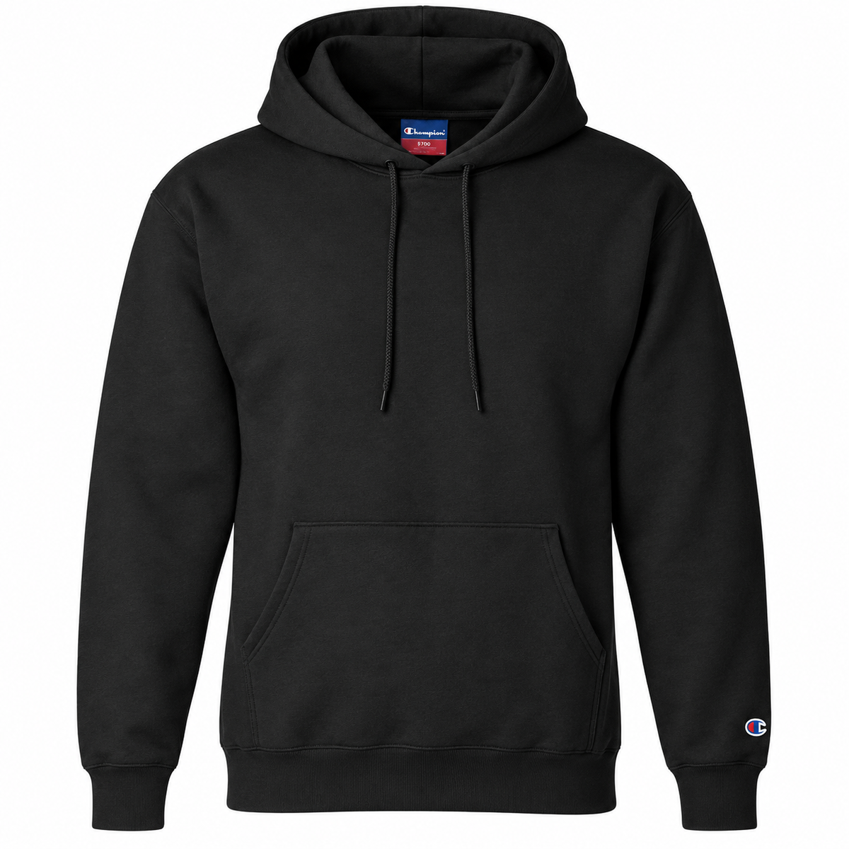 Champion S700 hoodie in Black, front view